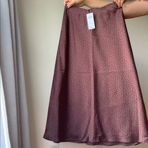 Abercrombie and Fitch Brown Satin Midi Skirt